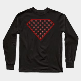 Yin Yang Diamond Design - Red Color with a Ball Effect Pattern Long Sleeve T-Shirt